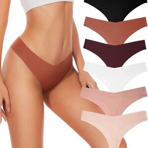 Seamless Thongs For Women V-waisted No Show Thong Seamless Panties Breathable Co
